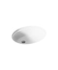 Undermount Single Bowl Bath Sink With Sealed Overflow In White Vitreous China, Durable Under Counter Design, top view