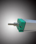 Close-up of Heavy Duty Linear Displacement Sensor For Injection Molding Electronic Ruler Pull Rod IP67 Stainless Steel Build Great For Precise Positioning In Machines With Plug In Design And Low Noise Output