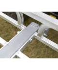 Close-up of Lightweight Aluminum Hitch Cargo Carrier For ATVs And UTVs Small Utility Trailer For Trucks And SUVs construction details
