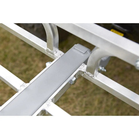 Close-up of Lightweight Aluminum Hitch Cargo Carrier For ATVs And UTVs Small Utility Trailer For Trucks And SUVs construction details
