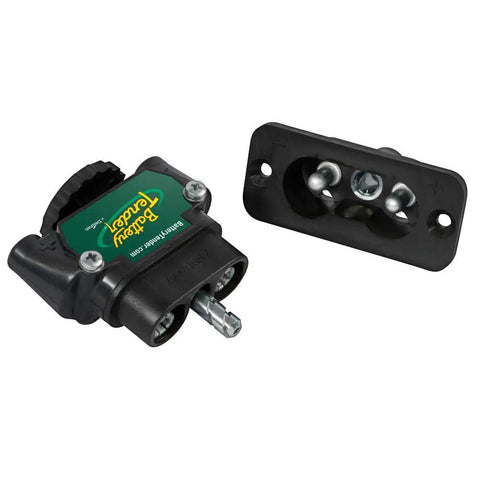 Heavy Duty DC Power Connector For Trolling Motors And Marine Gear Rock Solid Onboard Wiring Harness Plug And Play Compatible With 12V 24V 36V And 48V System Built Like A Tank Black showing male and female plugs.