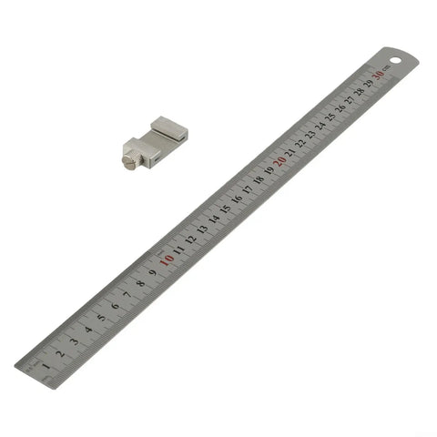 Pro Grade Steel Marking Gauge And Stop Ruler Set With 300mm Ruler And 12 Inch Stop Block, dual scale in cm and inches.