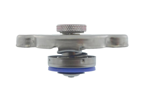 Heavy Duty 16 Psi Radiator Cap With Integrated Pressure Relief Valve side view showing spring and seal design for cooling system.