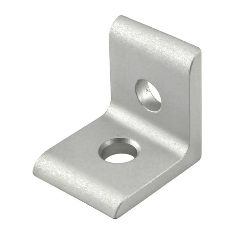 Beefy Two Hole Inside Corner Bracket For T Slot Aluminum Extrusions, 90 Degree Angle Clamp Compatible With 10 Series 1 Inch Profiles, Clear Anodized Finish, 0.281 Inch Through Holes, Durable Aluminum Construction