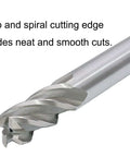 1/4-inch HSS spiral end mill with 4 flutes and 1/4-inch shank, close-up view