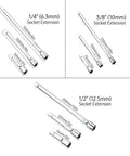 Ultimate 16-Inch Chrome Socket Extension Kit With 4 Adapters And 3 Universal Joints For 1/4 3/8 And 1/2 Inch Drive Auto Garage Repair Projects That Hit The Spot, chrome socket extension bars