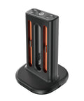 Controller Fast Charging Station With Touch Glow Lights For Nintendo Switch 2 Featuring 9 Color Breathing Modes Instant Status Tracking Quick Plug Play Gaming Rgb Vibe Dock, sleek black design with orange accents.