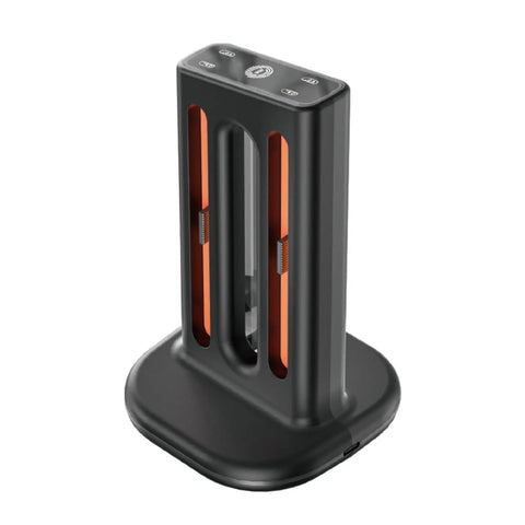 Controller Fast Charging Station With Touch Glow Lights For Nintendo Switch 2 Featuring 9 Color Breathing Modes Instant Status Tracking Quick Plug Play Gaming Rgb Vibe Dock, sleek black design with orange accents.