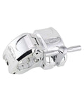 Top Shelf 1.5 Inch Chrome Drum Rack T Leg Clamp With Pro Quick Release Wingnut 90 Degree Inline T Connector close-up view.