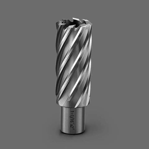 Real Deal 3/4 Inch Annular Cutter Set With Weldon Shank Includes Six Heavy Duty High Speed Steel Hole Saws For Magnetic Drills Mills And Large Drill Presses Featuring Two Inch Cutting Depth And Badass Durability - 1-1/16 inch cutter