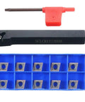 Heavy Duty Lathe Tool Holder SCLCR1212H09 With Ten CCMT09T304 Carbide Inserts Wrench Included on white background