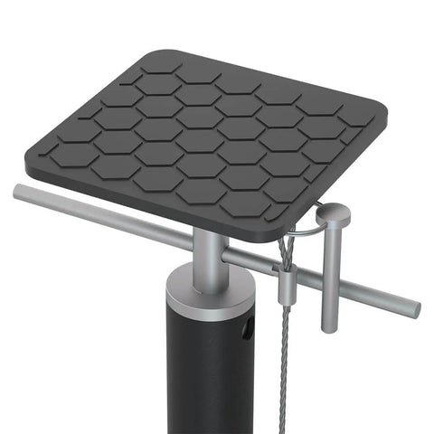 Close-up of RV Slide Out Support Jacks for Stability and Sag Prevention, adjustable TPE pad and metal post