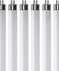 Pack Of 6 F13T5 CW Fluorescent Tubes, 21 Inch Long, 13 Watt, 4100K Cool White Light, 900 Lumens, Super Long Life T5 Bulbs