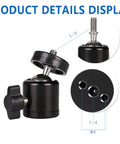 Hot Shoe Mount Adapter With 360 Degree Swivel Mini Ball Head And 1/4 Inch Screw product details display