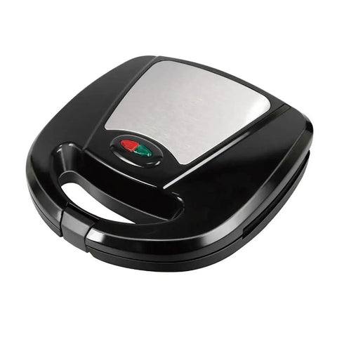 Hot 3 In 1 Electric Breakfast Maker With Non Stick Plates, compact black design with stainless steel front and LED indicator.