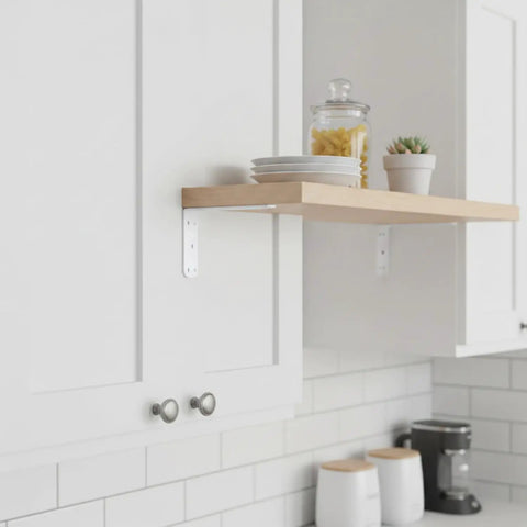 Heavy Duty L Shaped Bracket For Wall Mounted Cabinets And Floating Shelves In White Finish Steel Construction For Strong Support Durable Bracket