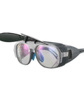 Heavy Duty Wrap Around Safety Glasses For Welding And Grinding With Impact Resistant Polycarbonate Lenses showing adjustable legs and soft padding.
