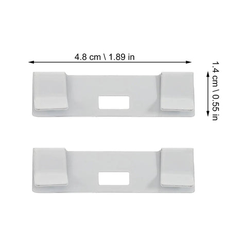 12 Piece White Metal Vertical Blind Repair Tabs Heavy Duty Replacement Clips For Window Shades, white plastic clips, dimensions shown.