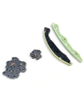 Get Your Ride Running Smooth With This Premium Timing Chain Kit Set Of 4 Perfect For Mitsubishi Lancer Evolution X Models Featuring The Powerful 4B11T Engine Built From High Strength Alloy To Last Longer Than OEM Parts. timing chain kit set of 4 with guides and tensioner on white background