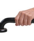 Close-up of hand gripping the Heavy Duty 12 Inch Textured Grab Bar For Bathtub And Shower With Oil Rubbed Bronze Finish.