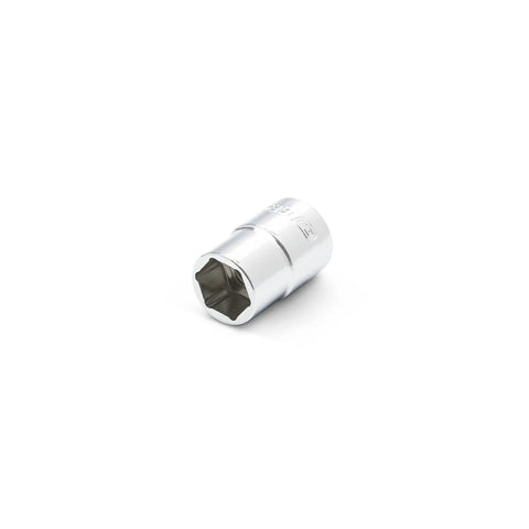 Single socket from the 12 Piece 1/4 Inch Drive 6 Point Stubby Metric Socket Set With Low Profile Design, chrome finish, high visibility markings.