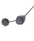 Rugged Beefy Industrial USB 3.0 A Female To M12 B Code 5 Pin Bulkhead Panel Mount Cable IP67 Waterproof With Cap