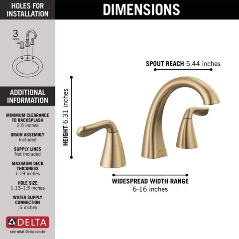 Brushed Gold 8 Inch Widespread Bathroom Faucet For Vanity With 3 Hole Sink Setup Champagne Bronze Finish Push Pop Drain Easy Diy Install Sleek Water Flow Model 35840LF-CZ