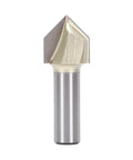 Solid 1/2 Inch Shank 90 Degree V Groove Router Bit Made With Tungsten Carbide for cutting MDF plywood woodwork and soft metal projects.