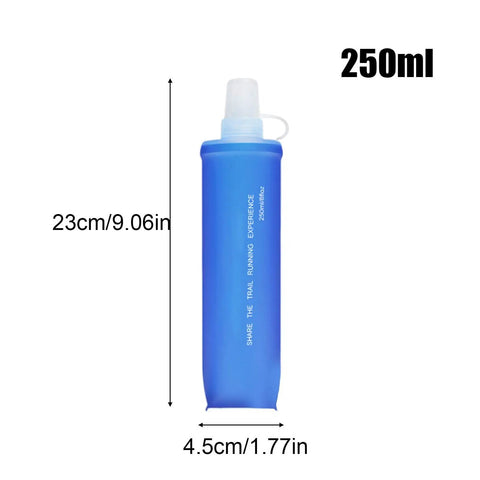 250ml Ultra Lightweight Foldable Water Bottle For Hiking And Outdoor Adventures with food-grade TPU shown vertically.