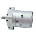 Heavy Duty Free Mount Rotary Actuator Vane Cylinder built tough for smooth operation, metallic silver finish, compact size.