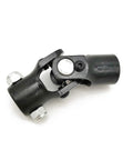 Heavy Duty 3/4 Double D To 3/4 Round Single Steering Shaft Universal U Joint Built Like A Tank With Solid Billet Steel, black finish.