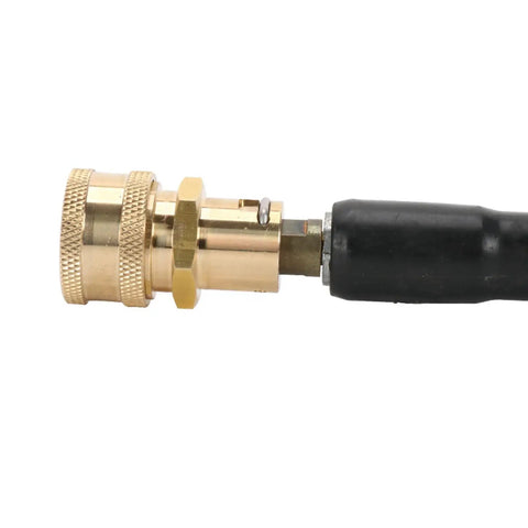 Heavy Duty Brass Quick Connect Hose Adapter For 9mm Tubing Leakproof Easy Install Car Wash Hose Quick Coupler Fits Standard Pressure Washer Hoses Rugged Quick Connect Fitting For Home And Pro Detailing, side view.