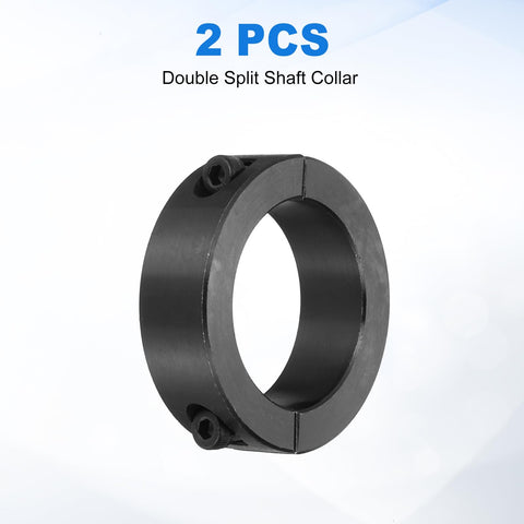 Two Piece Double Split Shaft Collar Set 35mm Bore 50mm Outer Diameter 15mm Thick Heavy Duty Carbon Steel Clamp Collar With Set Screws Black Oxide Finish