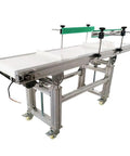 PVC Flat Belt Conveyor With Aluminum Frame Heavy Duty 59x11.8 Inch Industrial Transport Belt System 110V 120W Adjustable Speed Double Guardrails