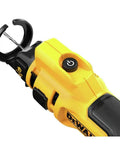 Close-up of 20V Max XR Brushless Drywall Cutout Tool Tool Only No Wrench Bit Changes LED Light 26,000 RPM for Fast Smooth Cuts Ideal For Pro DIYers And Renovations Built For Long-Lasting Tough Jobs DCE555B showing drill bit and power button.