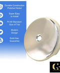 Top Shelf Single Hole Bathtub Overflow Drain Cover Plate With Brushed Nickel Finish, close-up view showing polished surface and fit.