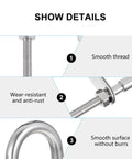BEBEMOKO stainless steel 304 U-bolt M6x90 with nut and washer; smooth thread and burr-free surface