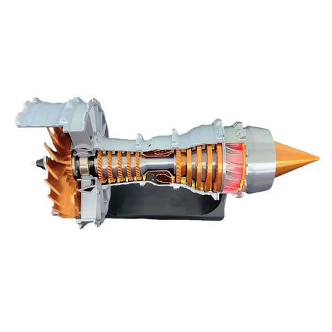Transparent view of Hands On Turbofan Engine Model Kit For Aircraft DIY Assembly With LED Light Turbojet Engine Kit Operable Educational Toy