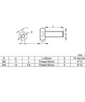 Diagram of Dope Heavy Duty Hex Socket Cap Screws Set 20 Pieces M6 And M8 Fully Threaded Machine Screws dimensions