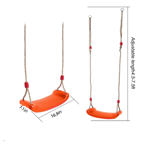 Tree Swing Seat For Kids With Thick Rope, Built Tough Outdoor Swing Set Accessory For Backyard Fun, Adjustable Rope From 55 To 71 Inches, Safe Indoor Or Outdoor Play, Bright Orange