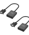 VGA To HDMI Converter Adapter For PC And Laptop 1080P HD Video With Audio No Fuss Plug And Play Audio Embedding Male To Female Cable USB Powered Works With Monitors And Projectors 2 Pack Black