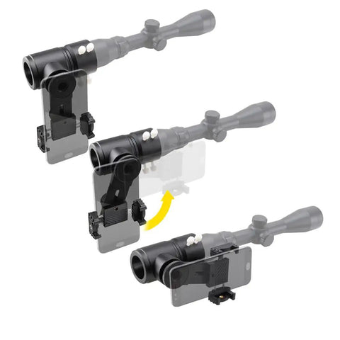 Rifle Scope Mount Camera Adapter For Smartphones For Hunting And Birding With Dual Viewing Angles And 90 Degree Observation
