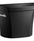 Wellworth 1.28 GPF Toilet Tank In Black Finish, 12 Inch Rough-In, Class Five Flush, showing side handle and sleek design