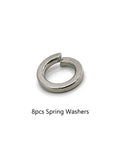 Snag This Legit Heavy Duty Headboard Bolts And Footboard Hardware Kit With Ridiculously Tough 304 Stainless Steel Nuts And Bolts For Hassle Free Bed Frame Setup Smooth Bedroom Upgrade - 8pcs spring washers in stainless steel.