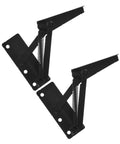 Two black folding lifting hinge brackets with springs, 2pcs set for sofas, beds and cabinets