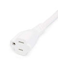 Close-up of Indoor 15 Foot 3 Prong Extension Cord 125V 13A White 2 Pack With 16 AWG Plug And Play Power Cable end.