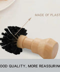 Espresso Portafilter Cleaning Brush With Wood Handle And Stiff Nylon Bristles showing brush head detail