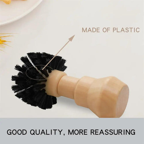 Espresso Portafilter Cleaning Brush With Wood Handle And Stiff Nylon Bristles showing brush head detail