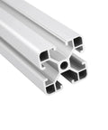 Close-up of Heavy Duty 2 Piece 4040 T-Slot Aluminum Extrusion Profile Frames For DIY Projects And European Linear Rail Systems.