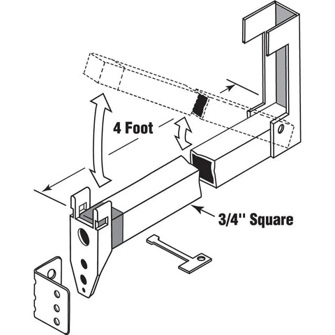 Illustration of No Nonsense 48 Inch White Aluminum Sliding Patio Door Security Bar Lock, Adjustable Length With Cut To Fit Capability design